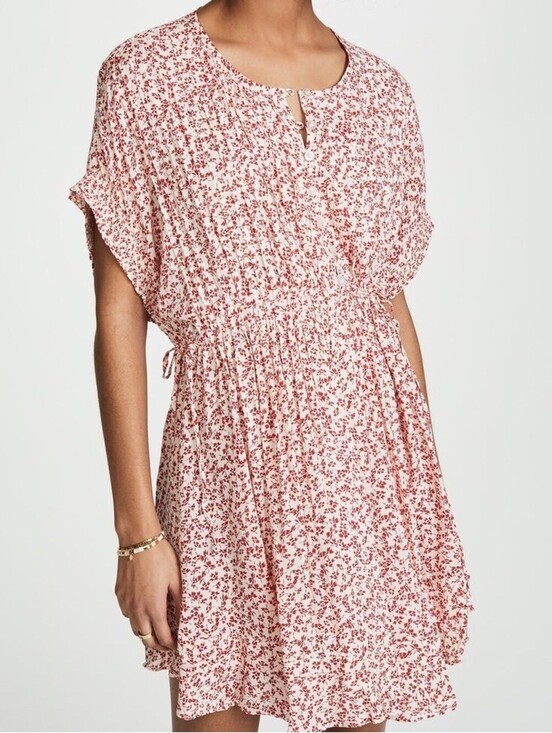 Free People Dresses & Skirts - FREE PEOPLE Size S One Fine Day Oversized Mini Dress Cream Red Ditsy Floral